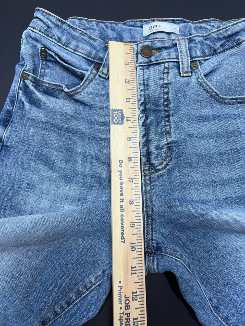 OAT New York Wide Leg Crop Jeans Raw Hem Distressed Blue Denim Size 6/28 - Picture 7 of 9